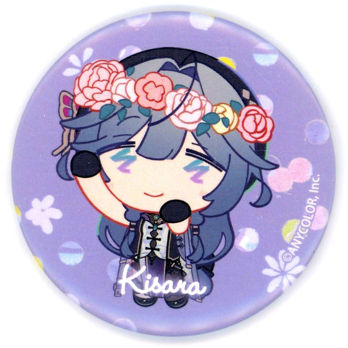 Kisara Flower Crown Ver. Virtual YouTuber Nijisanji Izure Ayame ka Kakitsubata x HANA BIYORI Trading Button Mini Chara Ver. [USED]