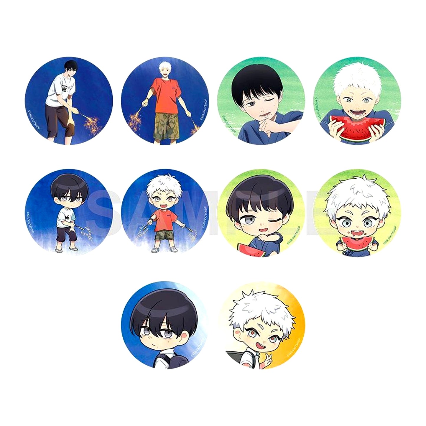 Set of 10 The Summer Hikaru Died Trading Button Summer Day Series [USED]