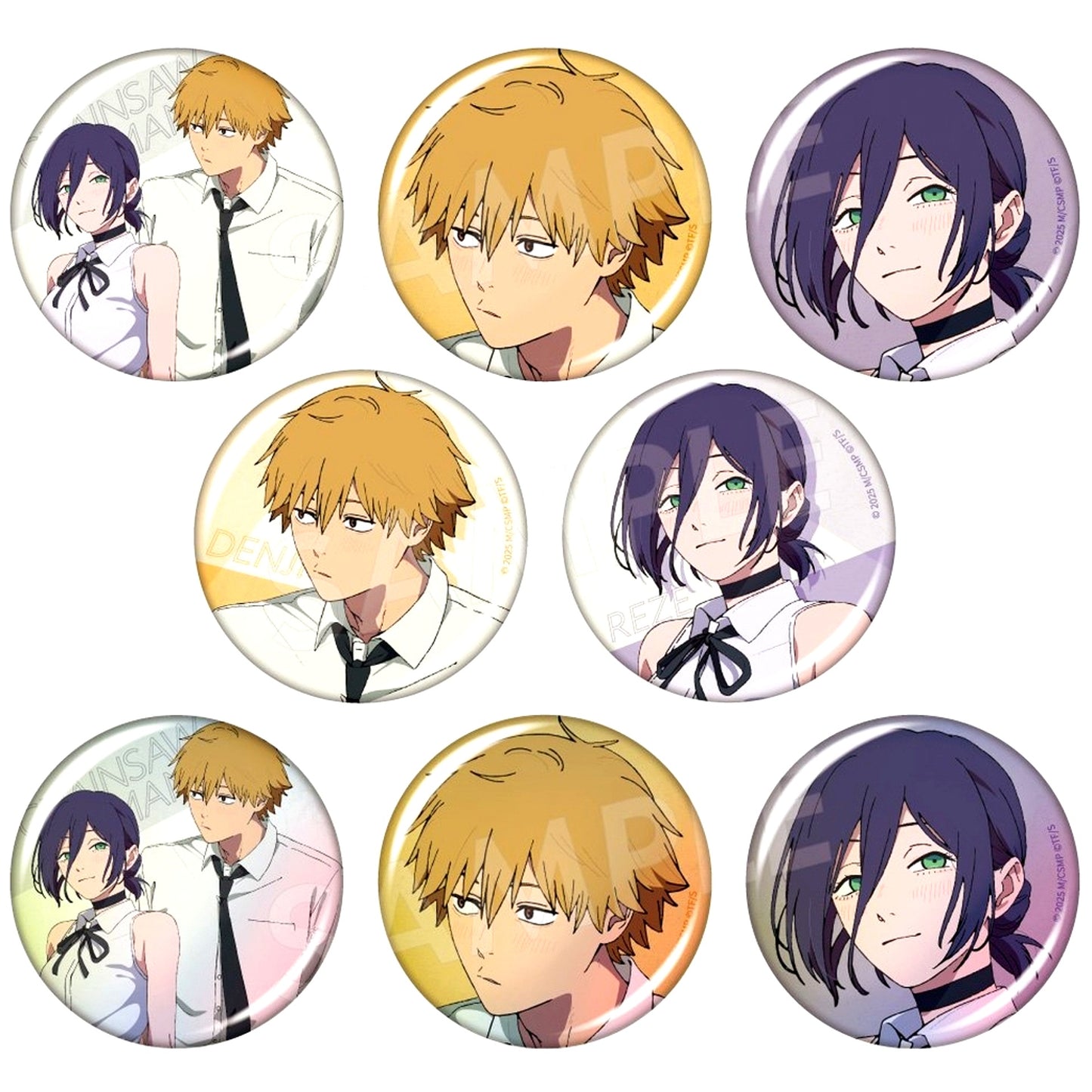 Set of 8 Chainsaw Man the Movie: Reze Arc Character Badge Collection 1 [USED]