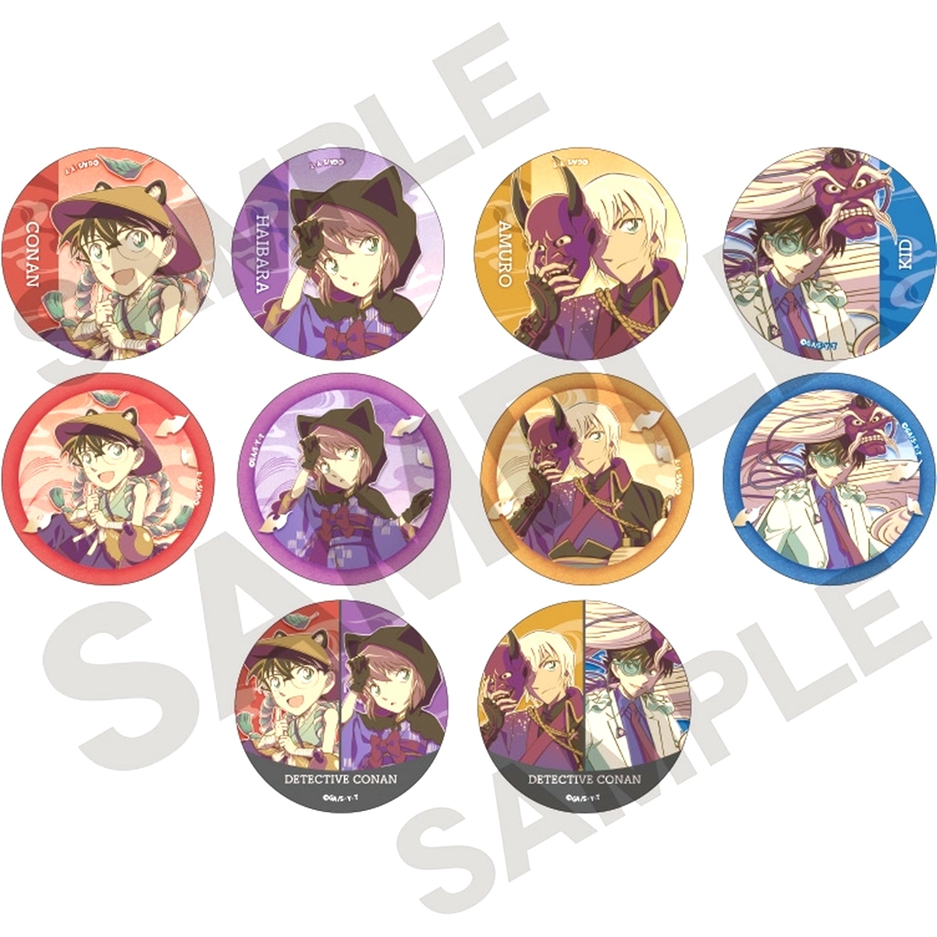 Set of 10 Detective Conan Trading Metal Button Hyakki Yagyo Crapalette [USED]