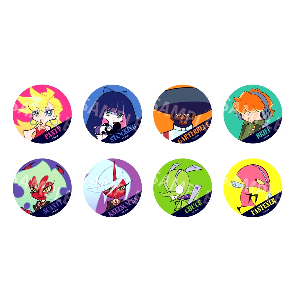 Set of 8 New PANTY & STOCKING with GARTERBELT Trading Button [USED]