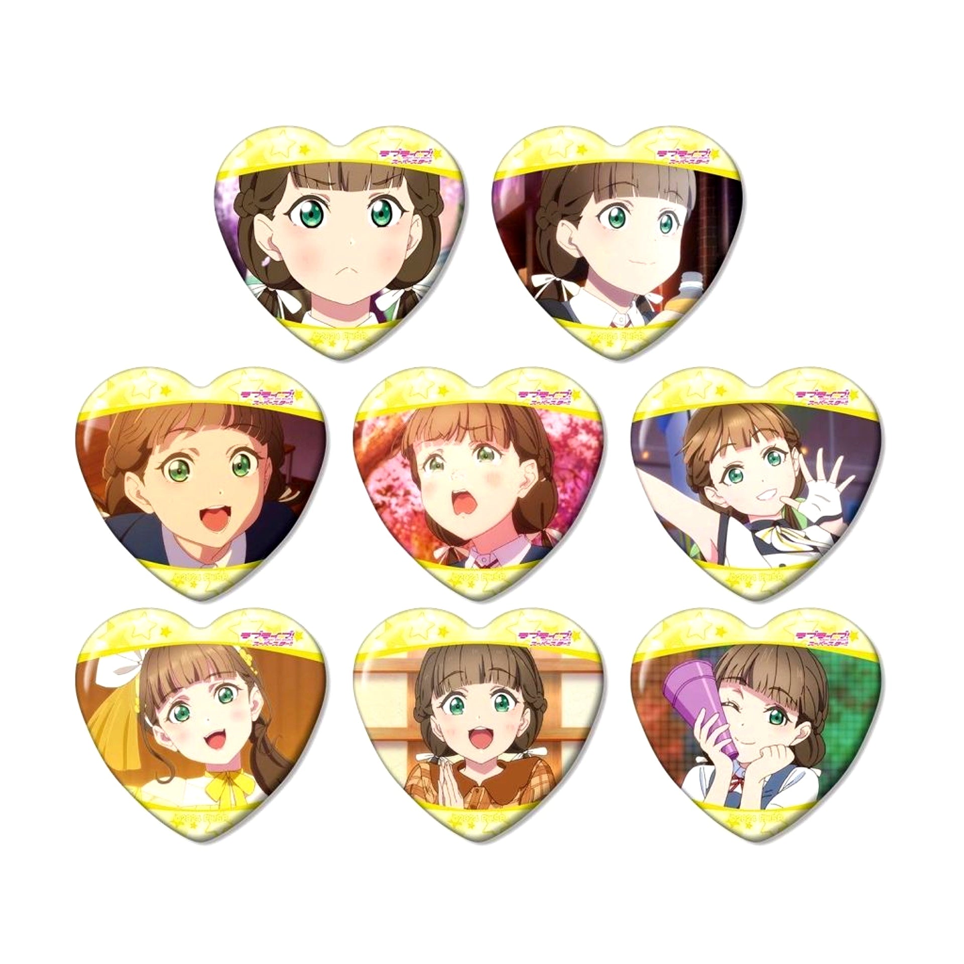 Set of 8 Kinako Sakurakoji Love Live! Superstar!! Trading Only Scene Shot Heart Button [USED]
