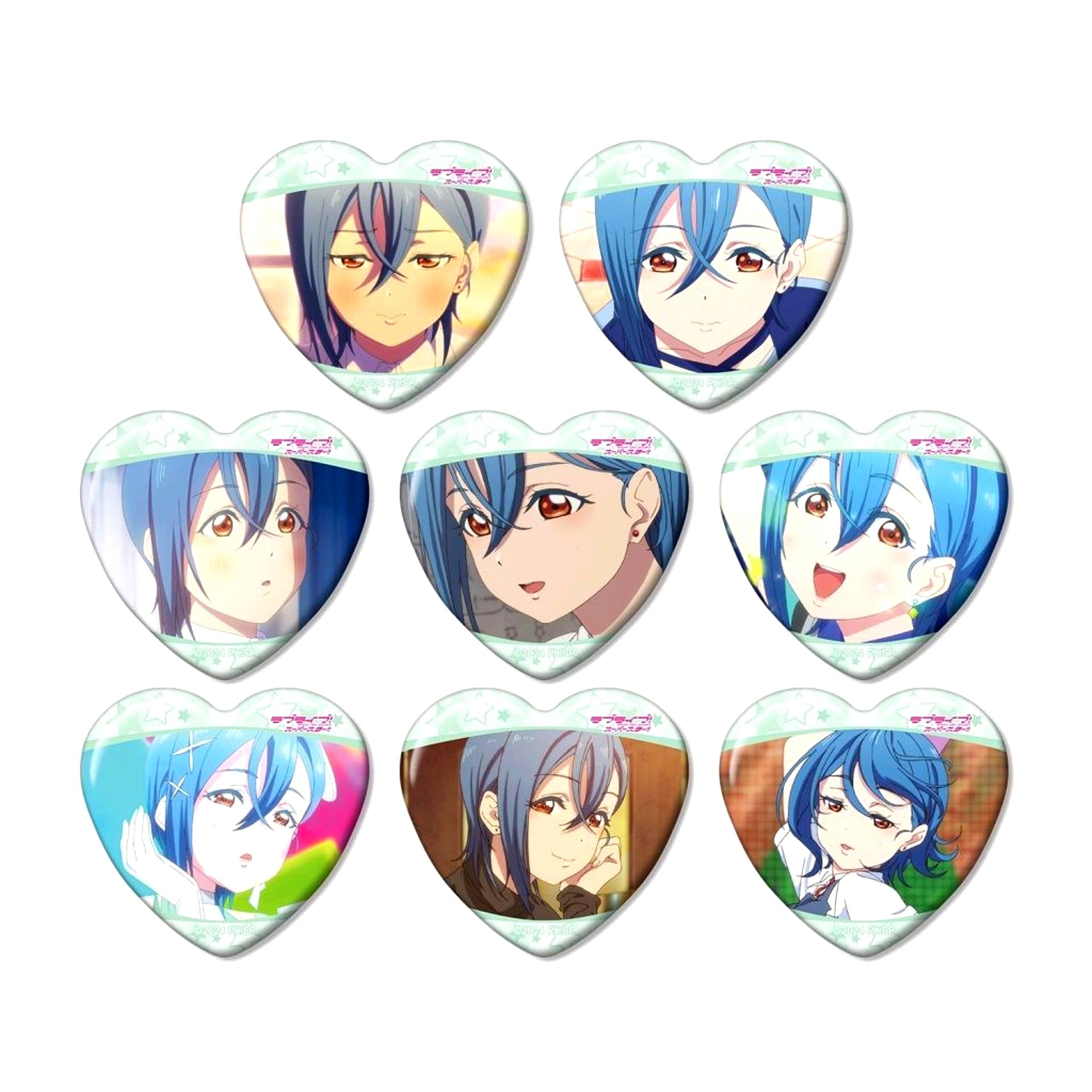 Set of 8 Shiki Wakana Love Live! Superstar!! Trading Only Scene Shot Heart Button [USED]
