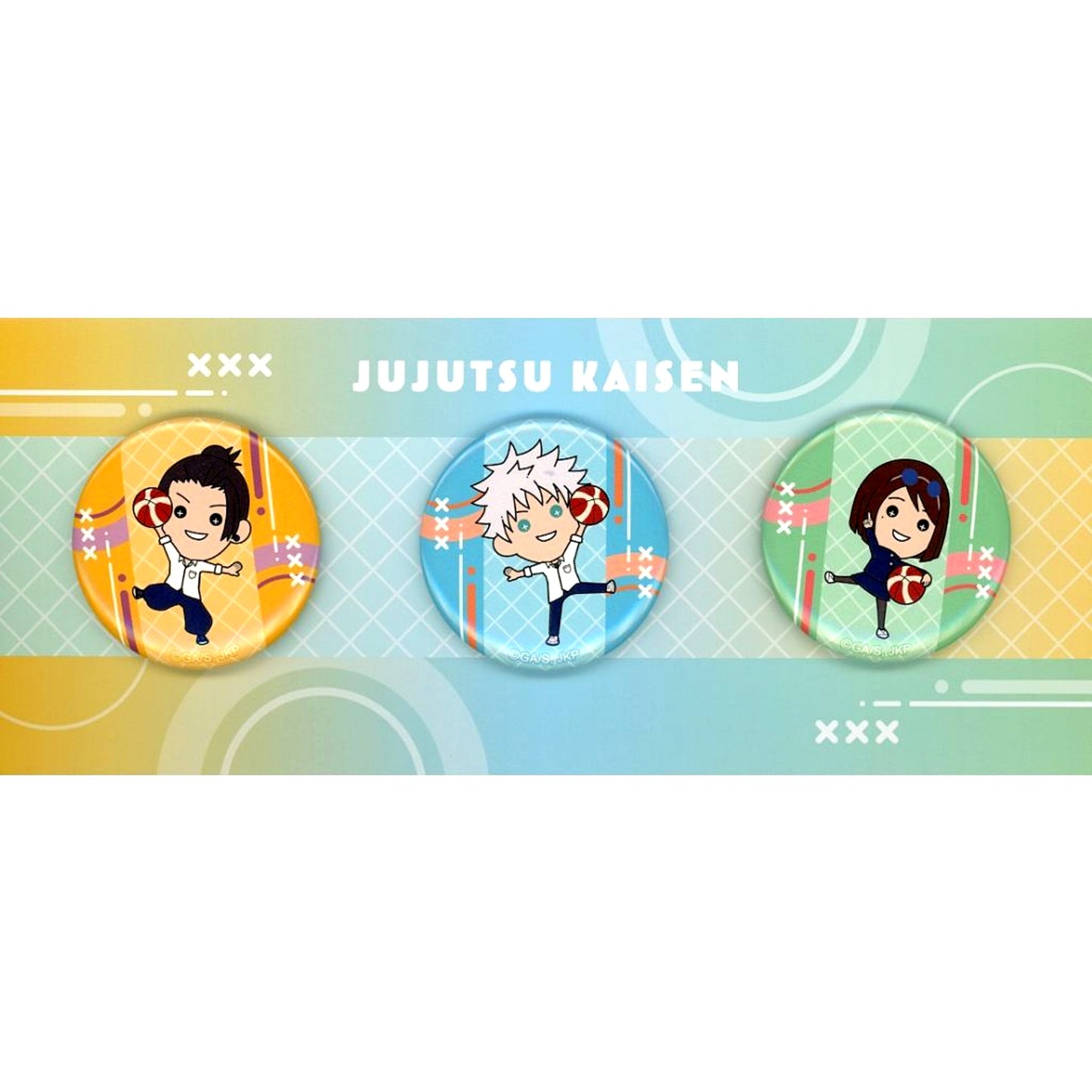 Set of 3 Group Jujutsu Kaisen Kaigyoku Tamaori Tasukko Button Basketball Ver. [USED]