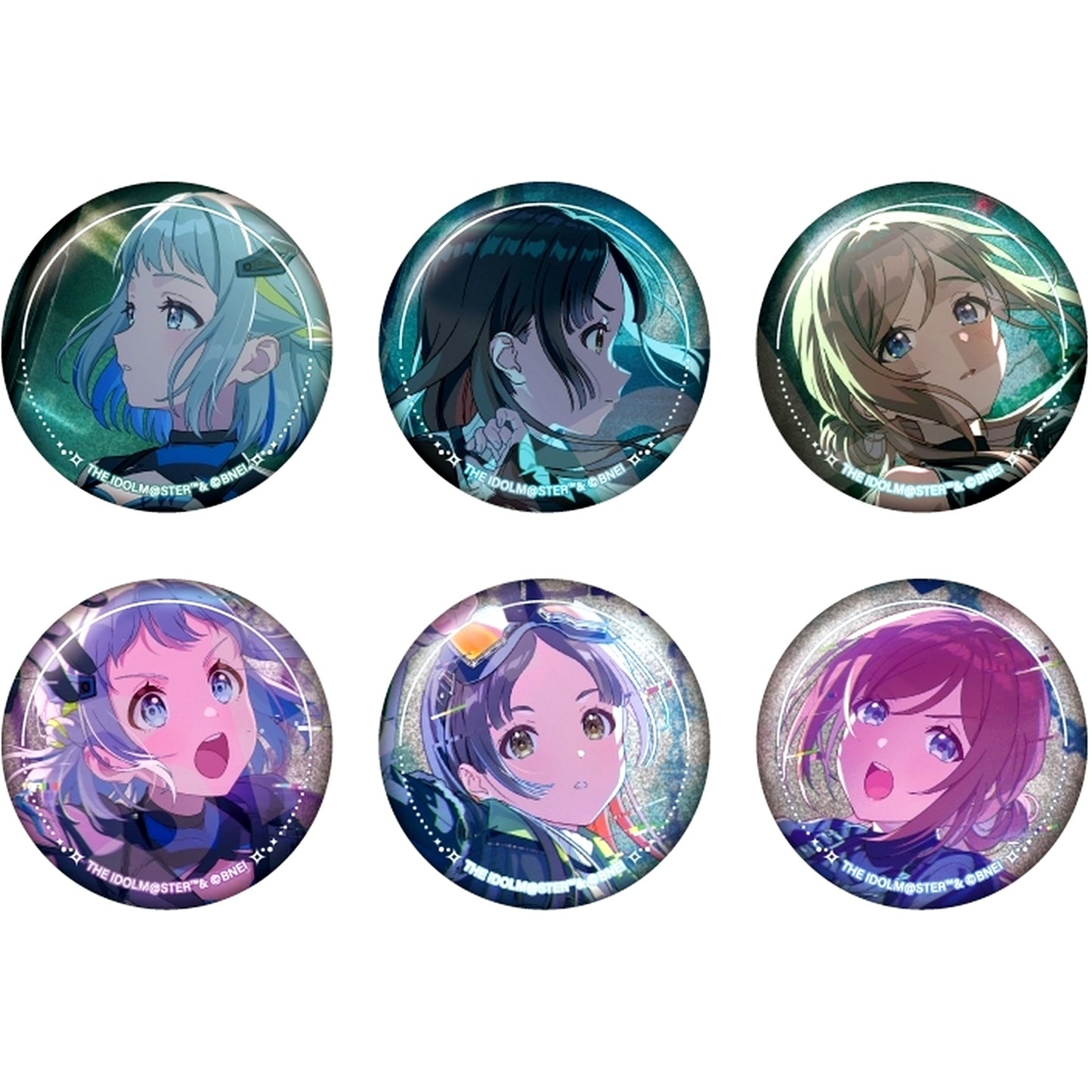 Set of 6 Gakuen Idolmaster favorite series Trading Glitter Button Howling over the World Ver. [USED]