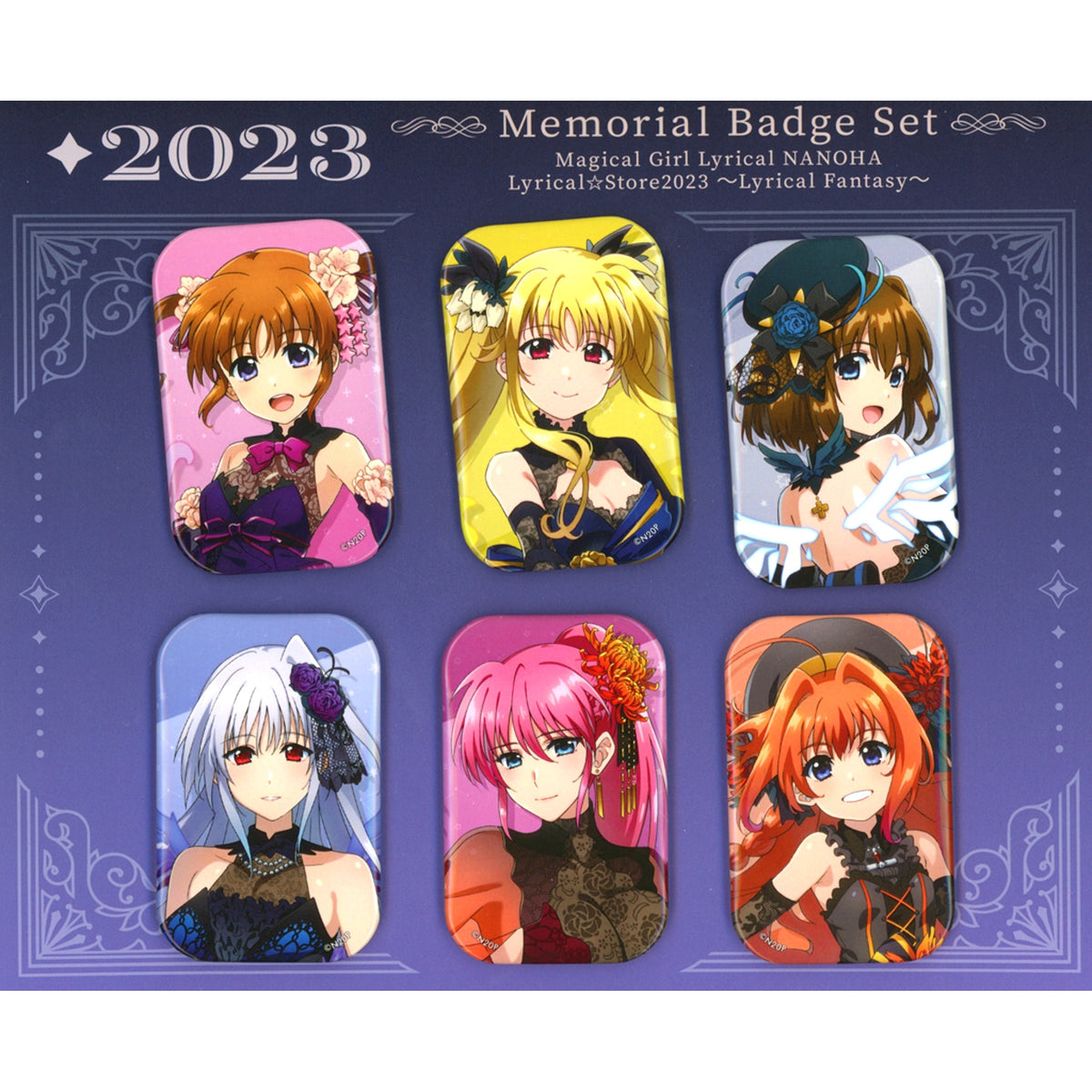 Set of 6 Lyrical Fantasy Memorial Badges Magical Girl Lyrical Nanoha Lyrical Store 2025 Lyrical Memories Ver. [USED]