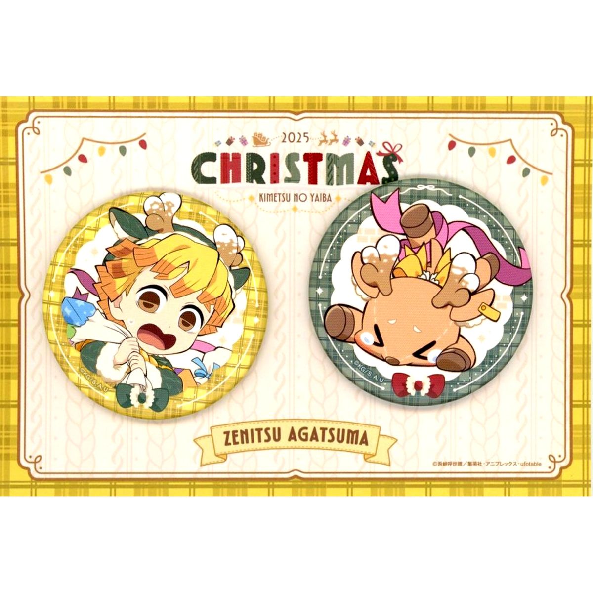 Zenitsu Agatsuma Demon Slayer: Kimetsu no Yaiba Button Set ufotable Cafe x Machi Asobi CAFE Christmas 2025 [USED]