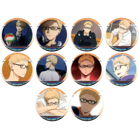 Set of 10 Tsukishima Haikyu!! Full of Scene Shot Trading Button [USED]