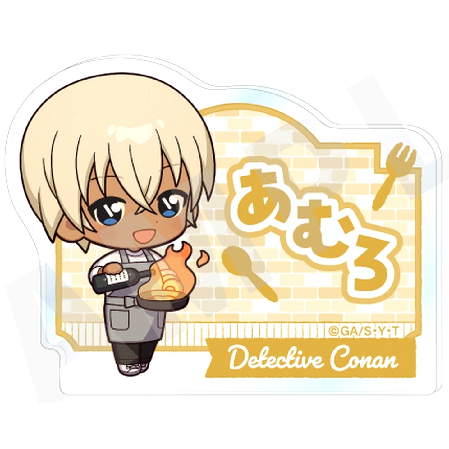 Toru Amuro Detective Conan Trading Name Button Mini Character Kitchen Ver. [USED]