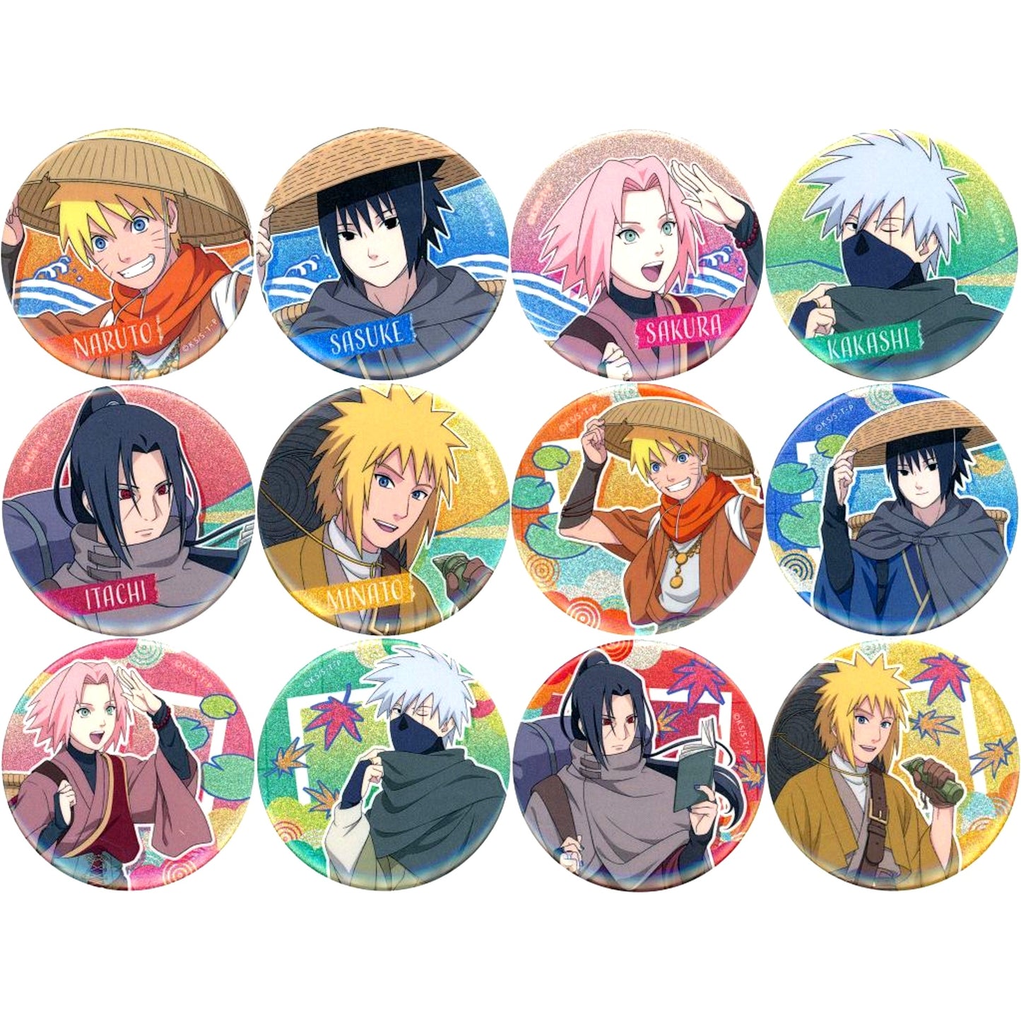 Set of 12 Naruto Shippuden Trading Button Traveler [USED]