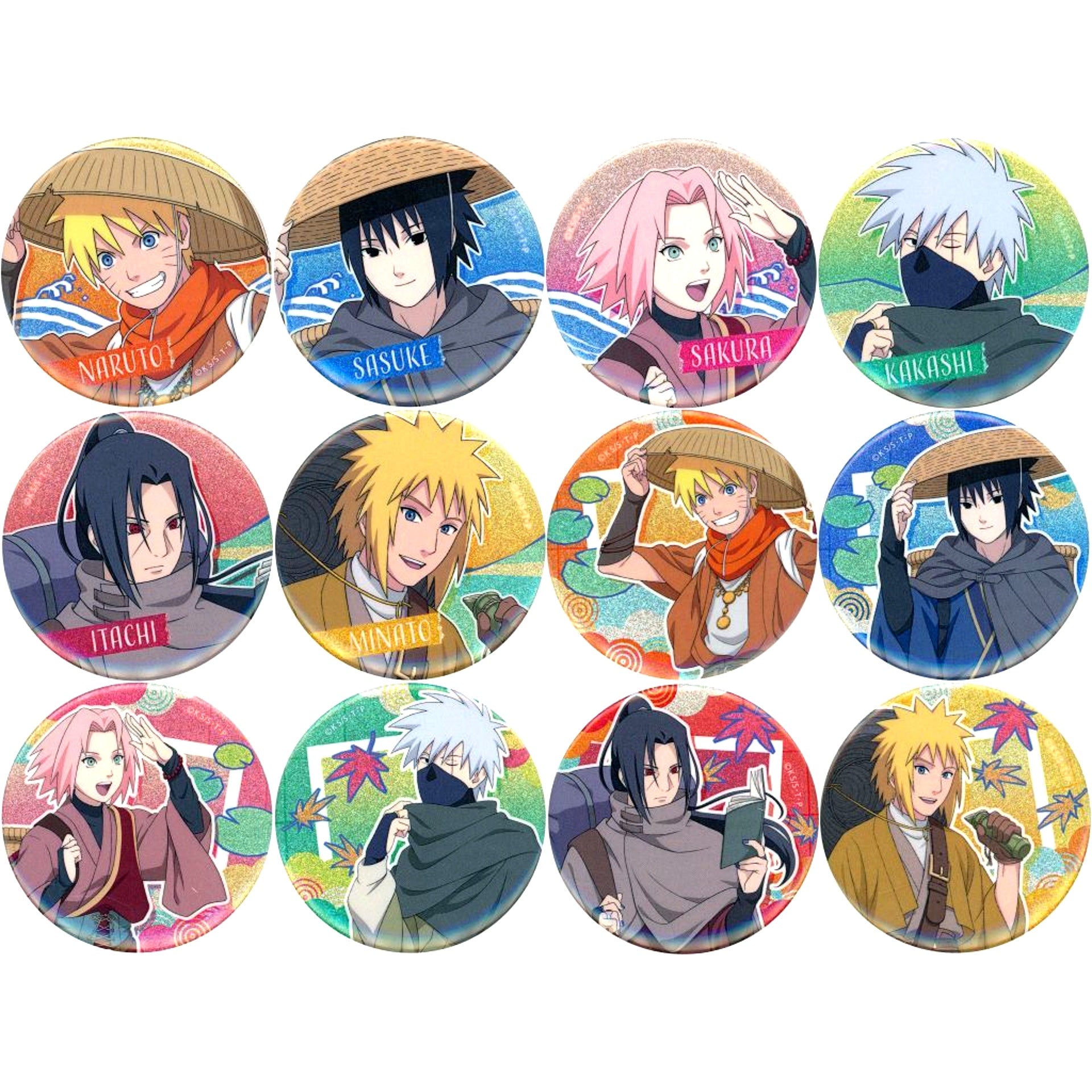 Set of 12 Naruto Shippuden Trading Button Traveler [USED]