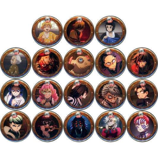 Set of 18 Demon Slayer: Kimetsu no Yaiba - The Movie: Infinity Castle Chapter 1 Akaza Returns ufotable Cafe x Machi Asobi CAFE Kessen no Hibuta wo Kiru Third Season Random 57mm Button [USED]