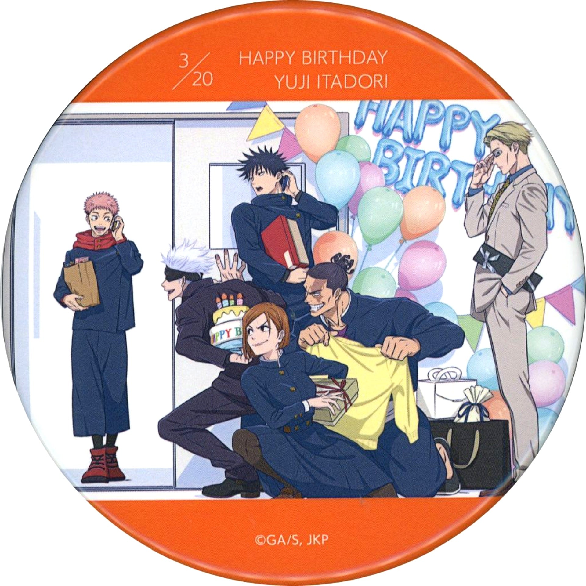 Yuji Itadori B Jujutsu Kaisen Happy Birthday BIG Button [USED]
