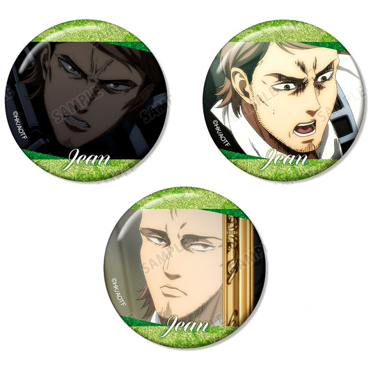 Set of 3 Jean Kirstein Attack on Titan Scene Shot Glitter Button TV Anime [USED]