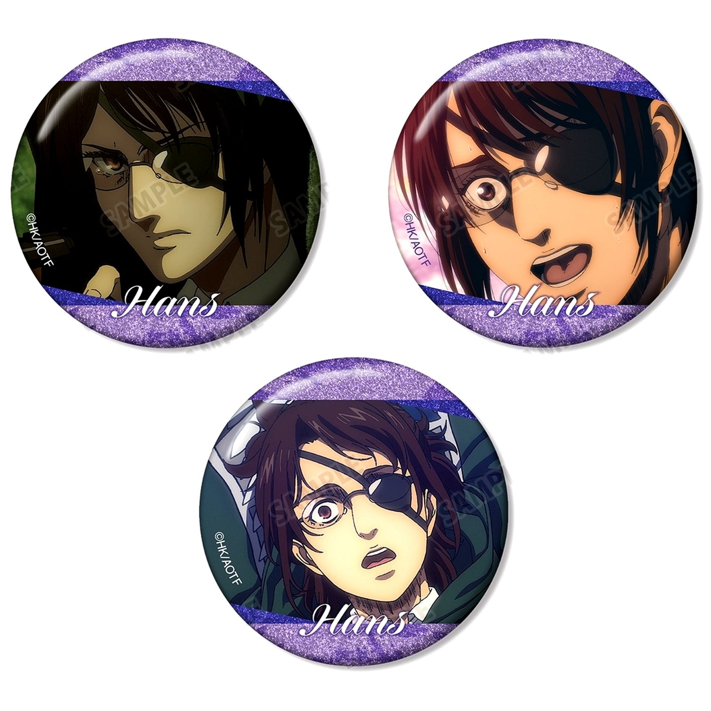 Set of 3 Hange Zoe Attack on Titan Scene Shot Glitter Button TV Anime [USED]