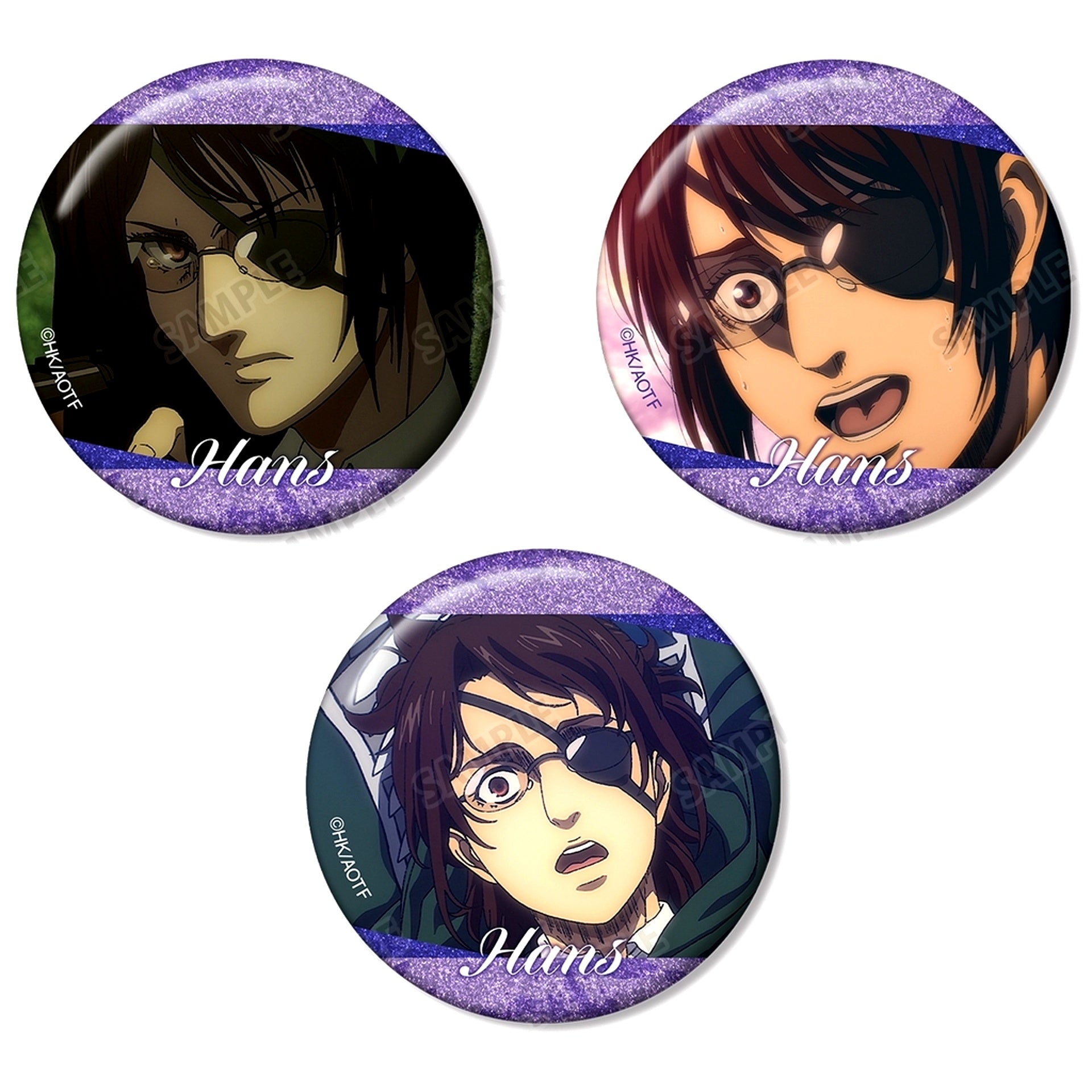 Set of 3 Hange Zoe Attack on Titan Scene Shot Glitter Button TV Anime [USED]