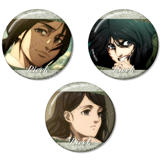 Set of 3 Pieck Finger Attack on Titan Scene Shot Glitter Button TV Anime [USED]