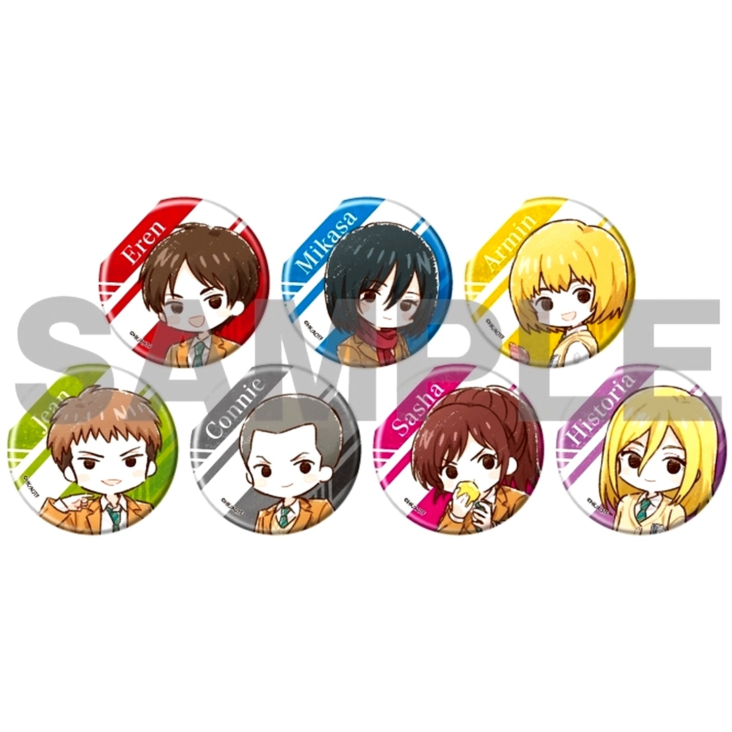 Set of 7 Attack on Titan Button 01 School Uniform Ver. GraffArt Illust [USED]