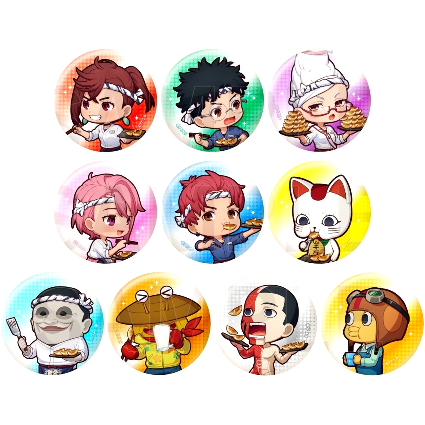 Set of 10 Dandadan x Dandadan Trading Mini Character Metallic Button Part 2 [USED]