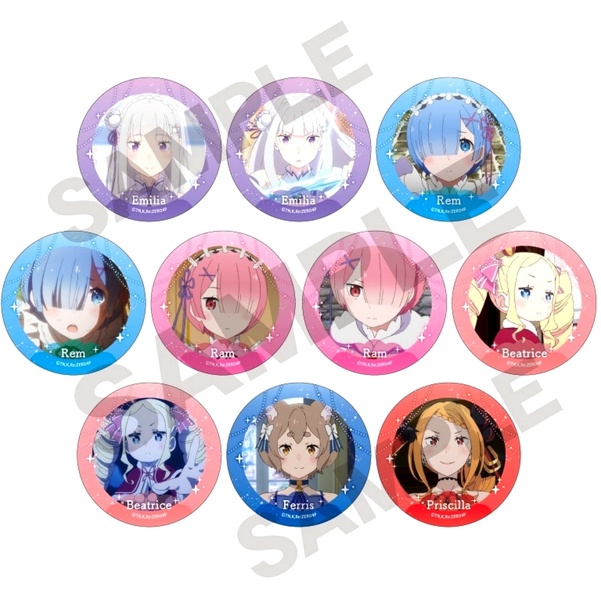 Set of 10 Re:ZERO Starting Life in Another World Trading Button [USED]