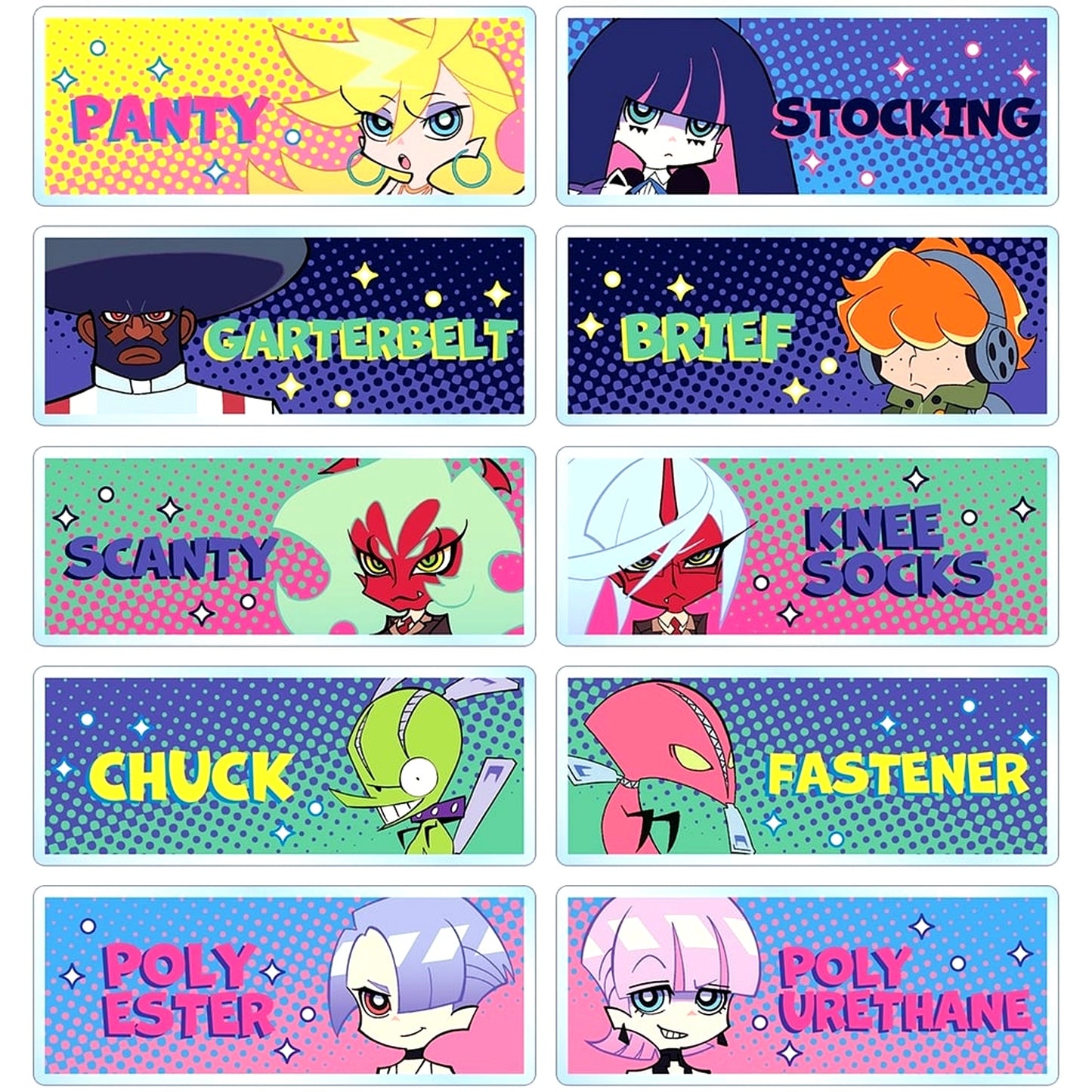 Set of 10 New PANTY & STOCKING with GARTERBELT Trading Acrylic Name Plate [USED]