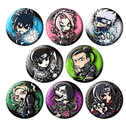 Set of 8 Naruto Shippuden Etoon Trading Metallic Button B [USED]