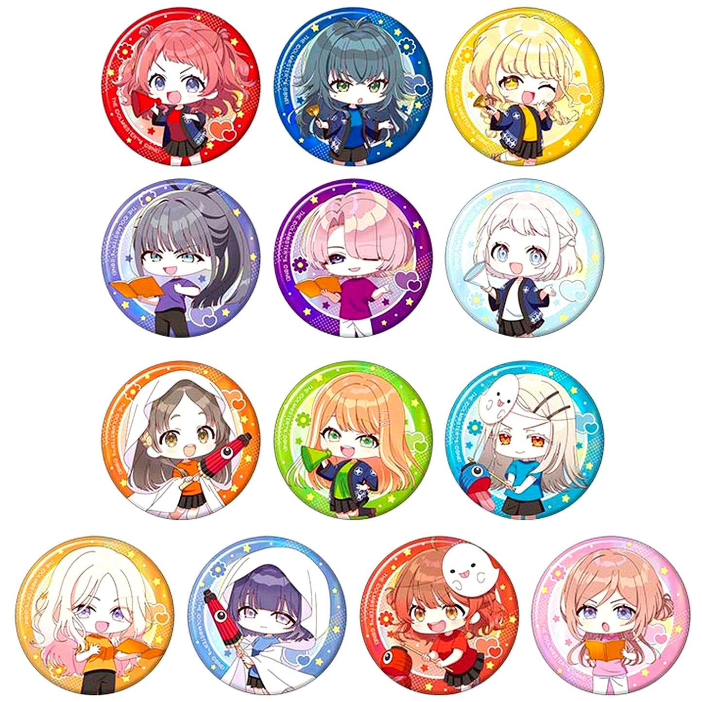 Set of 13 Gakuen Idolmaster Aurora Character Button Collection Hatsuboshi Cultural Festival Fair [USED]