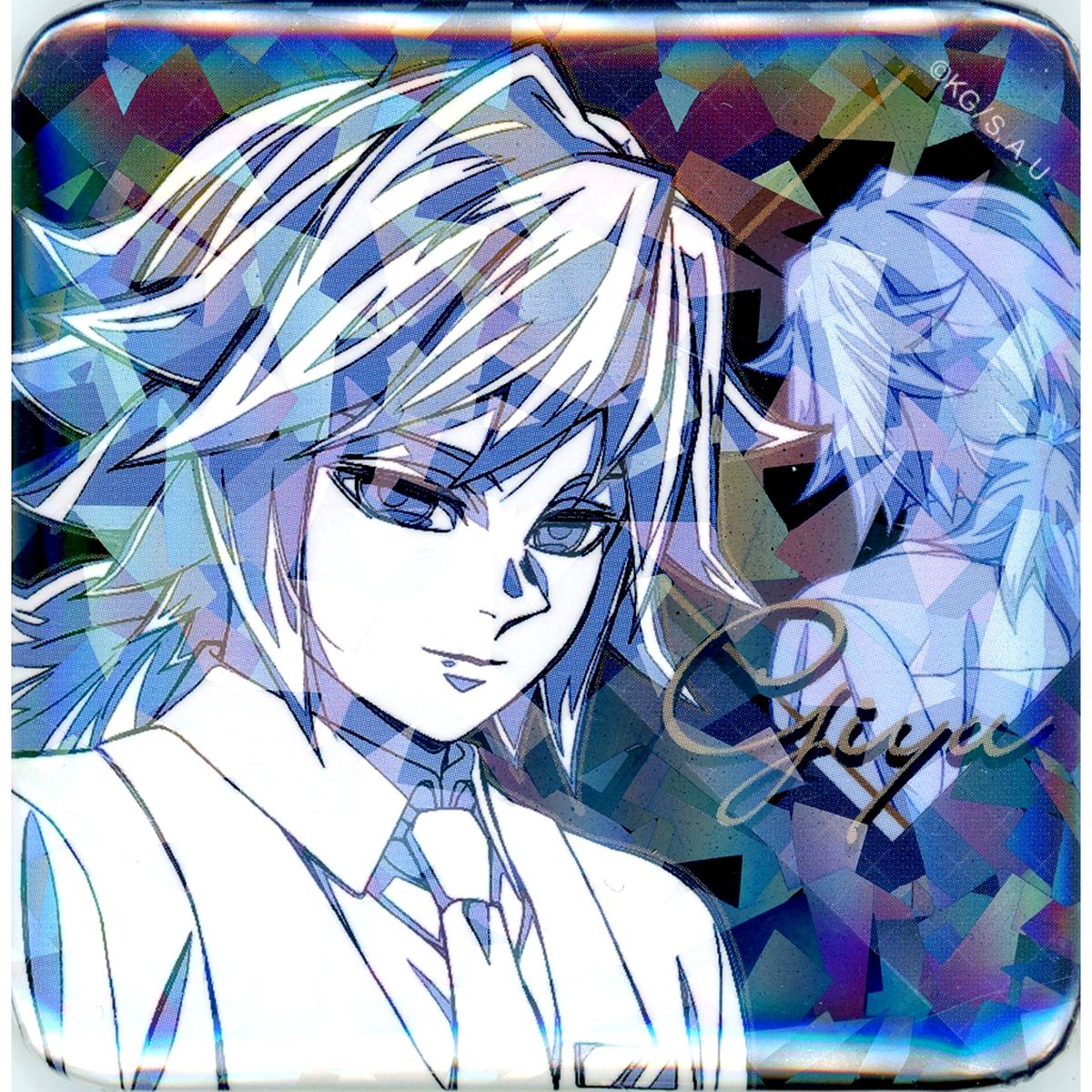 Giyu Tomioka Glitter Button C Character Front and Back Illustration Demon Slayer: Kimetsu no Yaiba x ufotable MOCKTAIL BAR GINZA COLLECTION LOTTO Vol. 2 [USED]