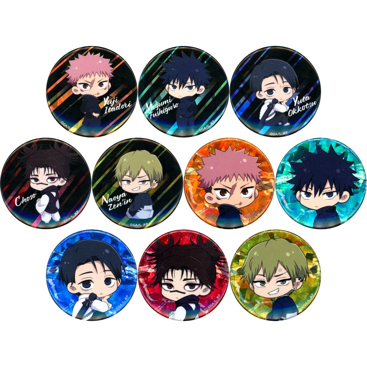 Set of 10 Jujutsu Kaisen Sparkle Button Collection Looking Back Ver. [USED]