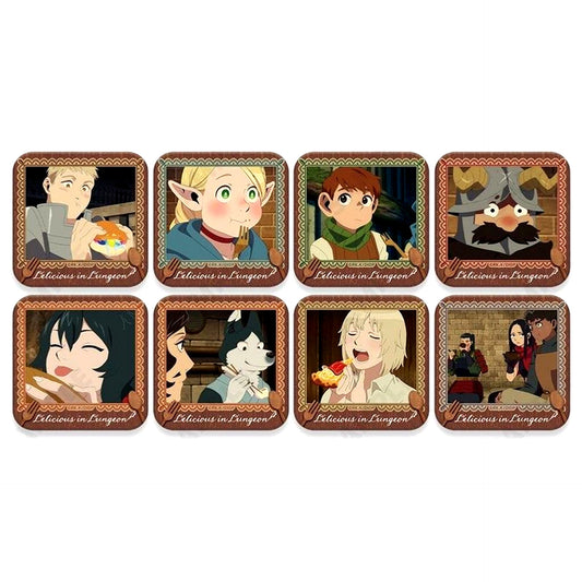 Set of 8 Delicious in Dungeon Trading Mogumogu Square Button [USED]