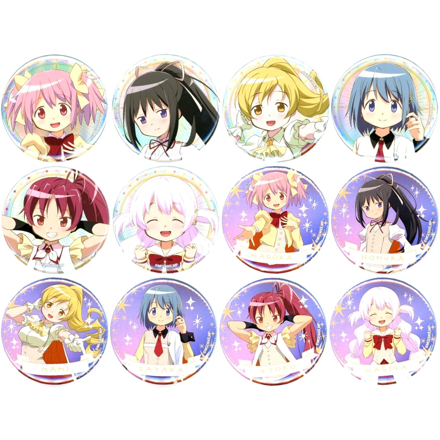 Set of 12 Puella Magi Madoka Magica Chara Pop Store Bandai Namco Cross Store Atre Akihabara Button Collection [USED]