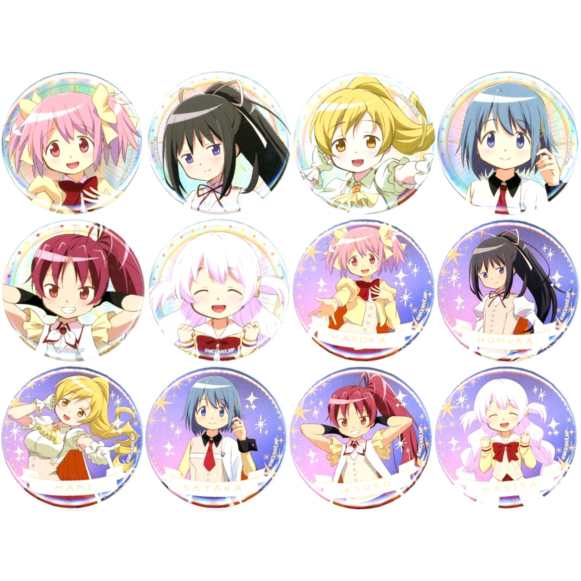 Set of 12 Puella Magi Madoka Magica Chara Pop Store Bandai Namco Cross Store Atre Akihabara Button Collection [USED]