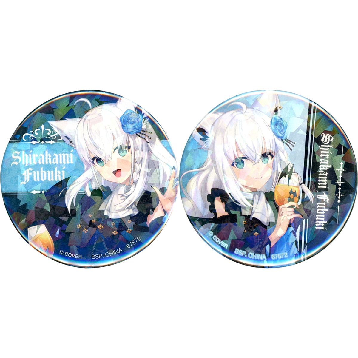Shirakami Fubuki Button Prize Hologram Button Set Ichiban Kuji Hololive Villain Style [USED]