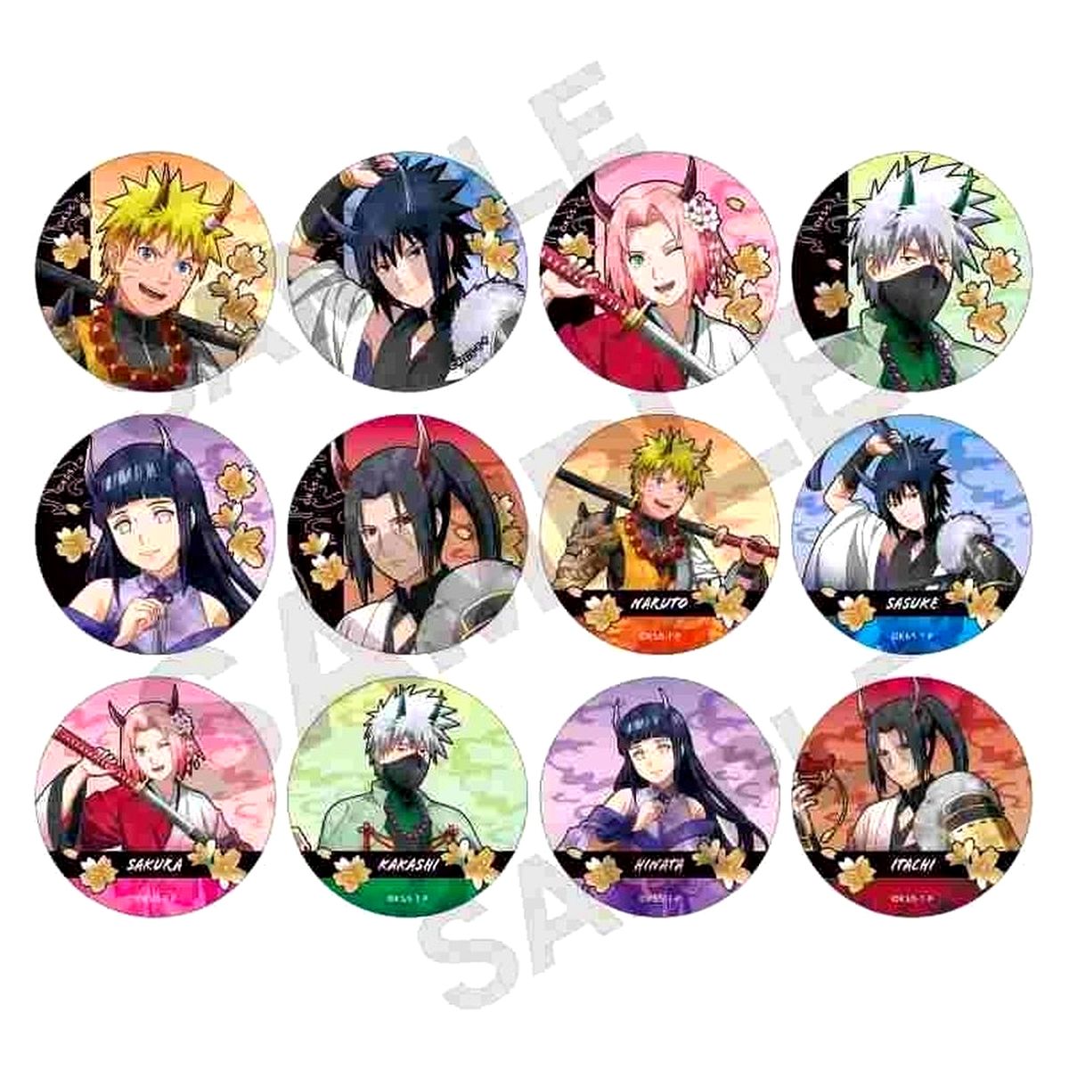 Set of 12 Naruto Shippuden Trading Button Oni Nuance Color [USED]