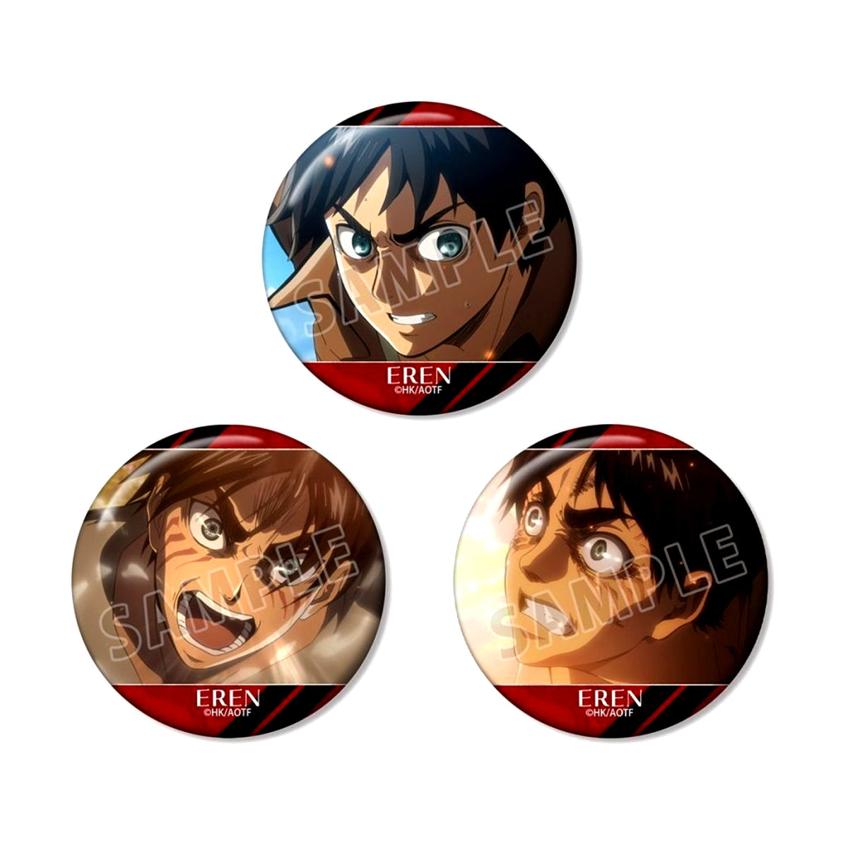 Eren Yeager Attack on Titan Scene Shot Button Set of 3 [USED]