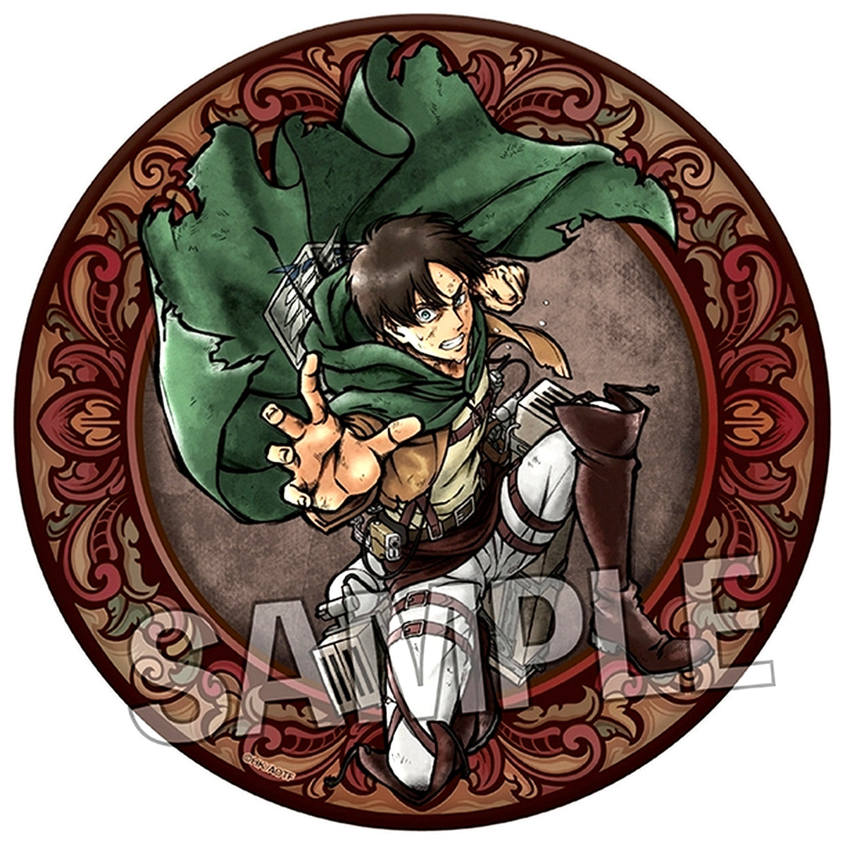 Eren Yeager Attack on Titan Enraged Glaring Large Button [USED]