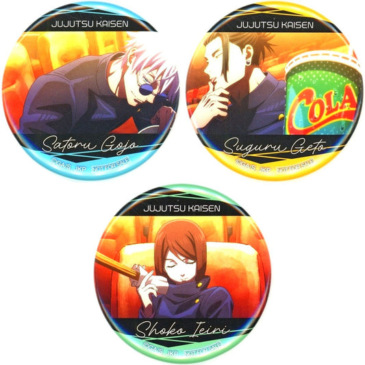 Set of 3 Satoru Gojo, Suguru Geto, Shoko Ieiri Jujutsu Kaisen: Hidden Inventory/Premature Death Scene Shot Button Set Blu-ray/DVD Movie Compilation TOHO animation STORE Purchase Bonus [USED]