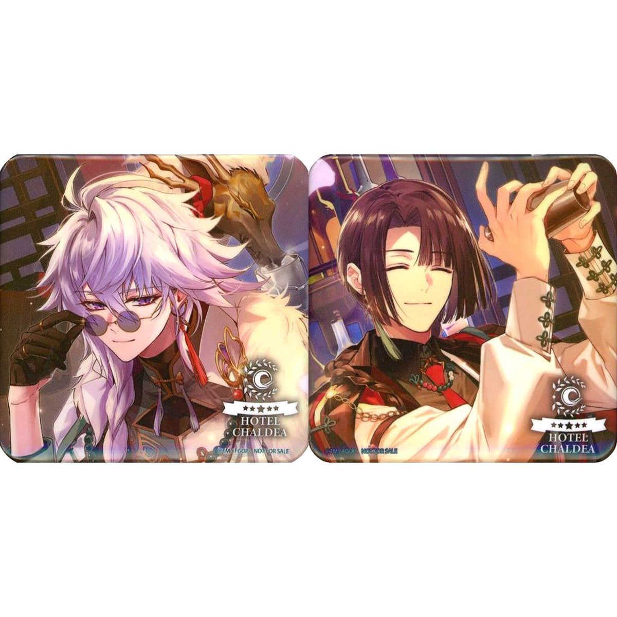 Single Item Room 3. Merlin & Taigong Wang Square Button Set of 2 Fate/Grand Order x Sunshine City Prince Hotel Collabo Hotel Chaldea 3rd Concept Room Stay Plan Bonus [USED]