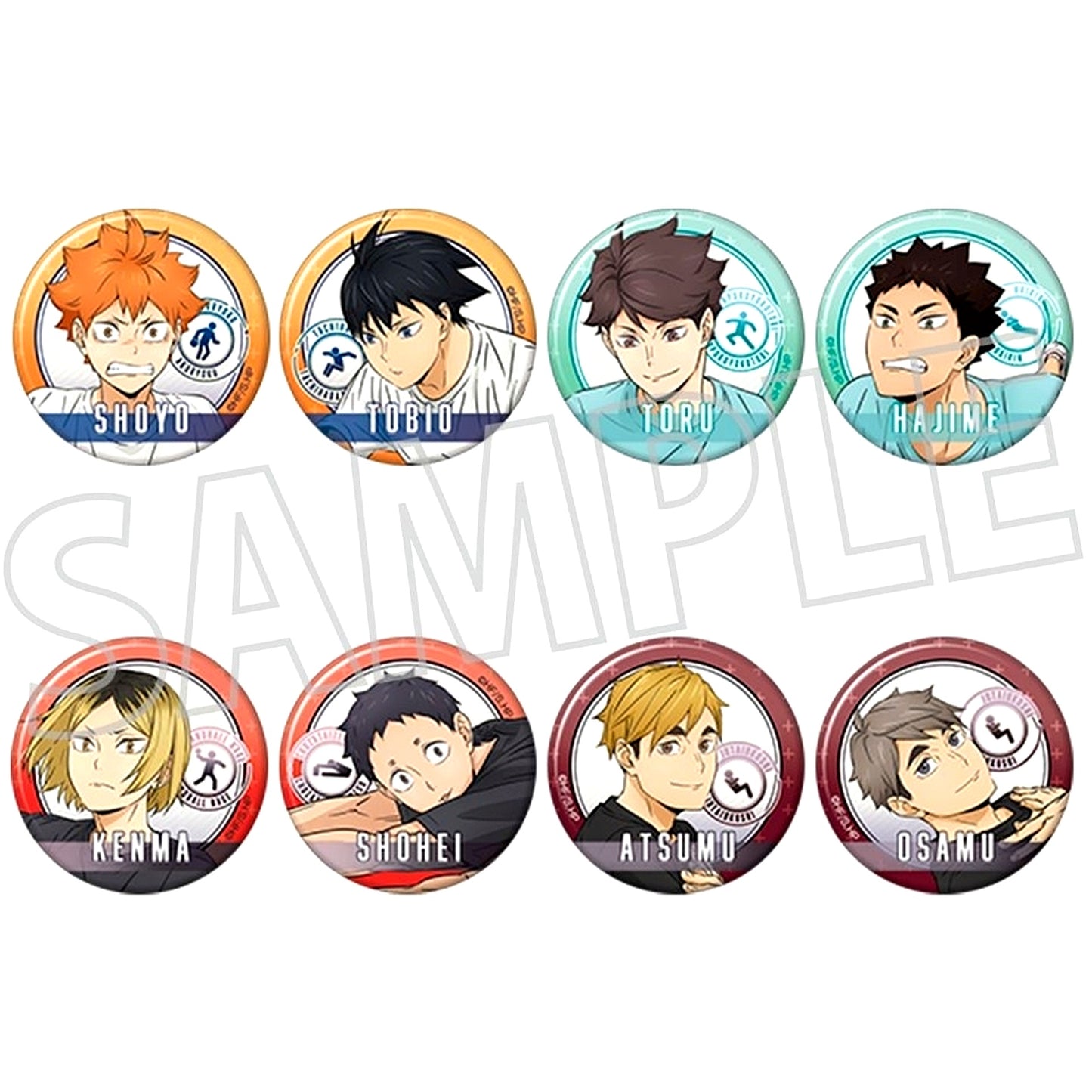 Set of 8 Haikyu Character Button Collection Physical Fitness Test [USED]