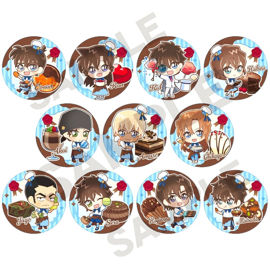 Set of 11 Detective Conan Trading Button Chara Peco Chocolatier [USED]