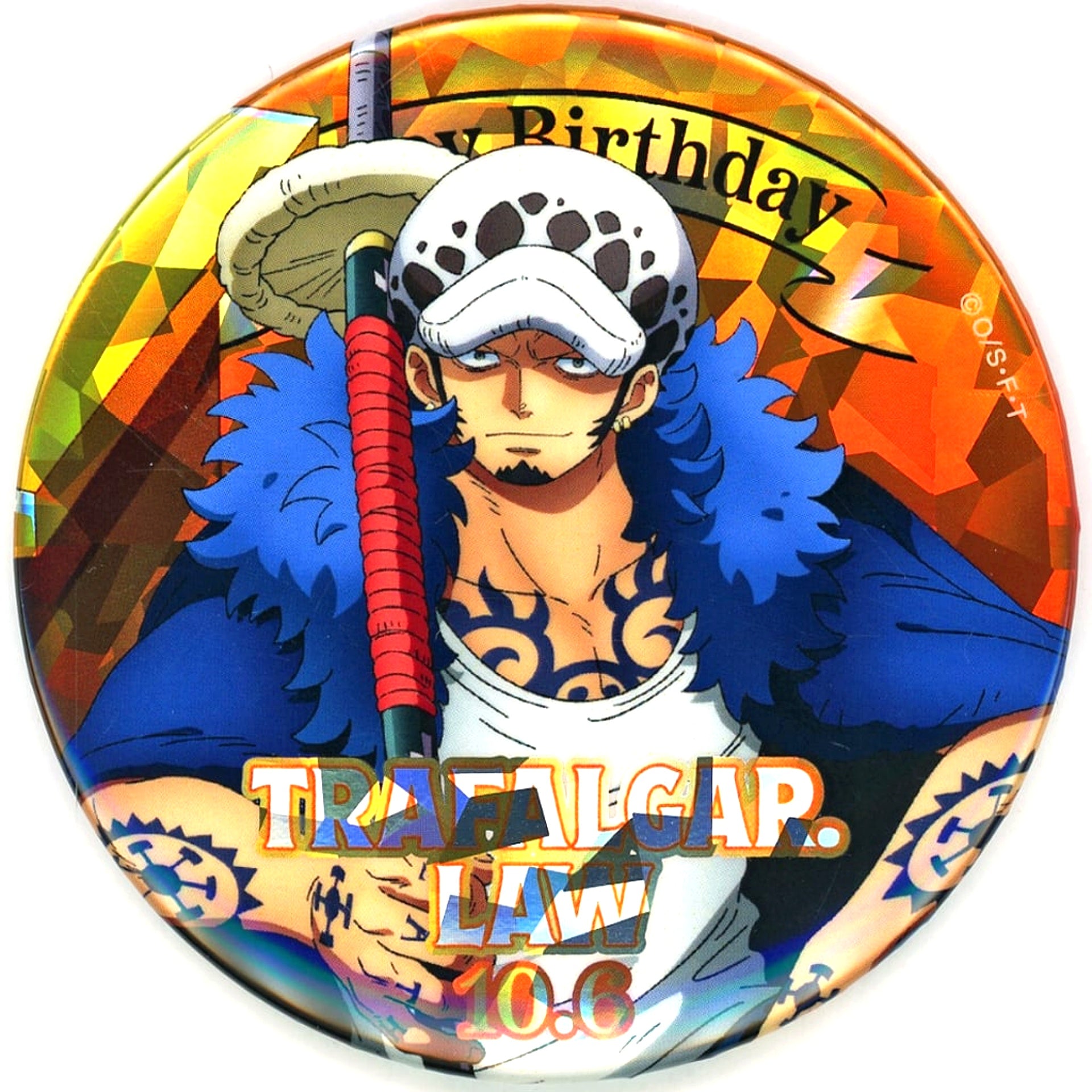 Trafalgar Law 10.6 One Piece HBD Initial Hologram Button [USED]