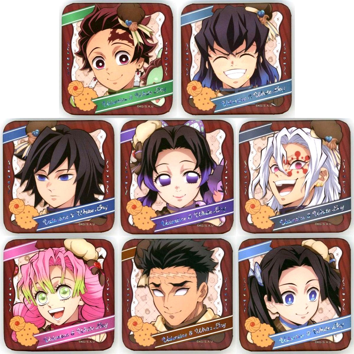 Set of 8 Demon Slayer: Kimetsu no Yaiba ufotable Cafe x Machi Asobi CAFE Valentine's & White Day Event 2026 To you Period Random Gift Button A [USED]