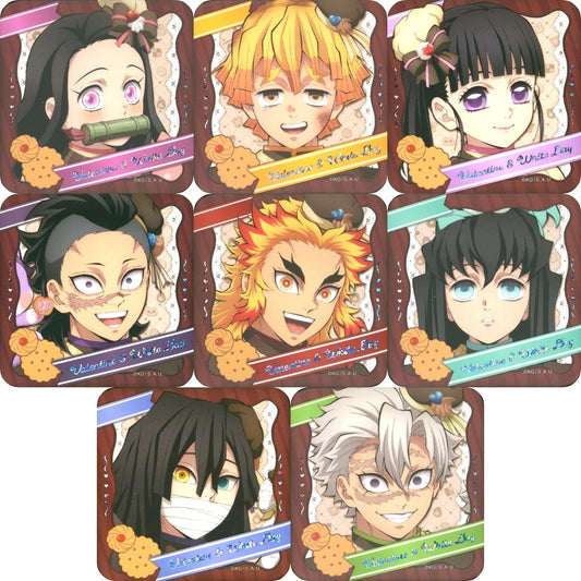 Set of 8 Demon Slayer: Kimetsu no Yaiba ufotable Cafe x Machi Asobi CAFE Valentine's & White Day Event 2026 To you Period Random Gift Button B [USED]