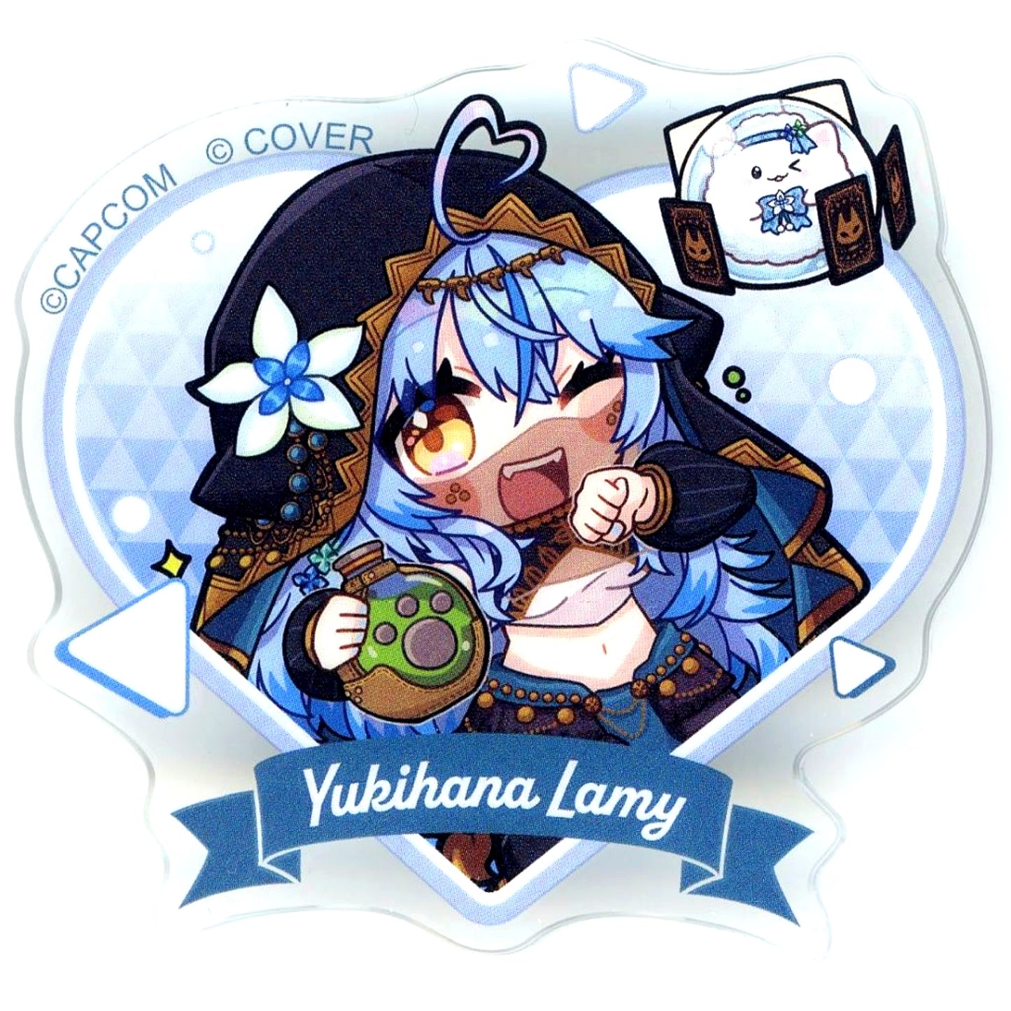 Yukihana Lamy Mini Character Virtual YouTuber Hololive 5th Generation x Monster Hunter Wilds x CAPCOM CAFE Trading Acrylic Button [USED]
