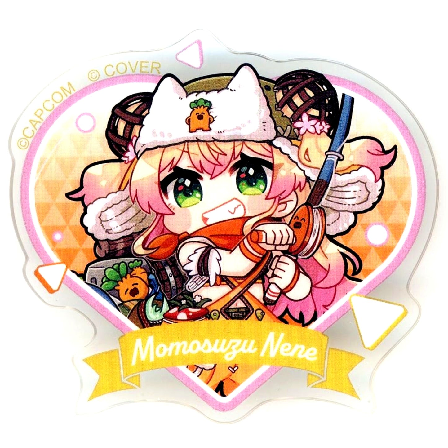 Momosuzu Nene Mini Character Virtual YouTuber Hololive 5th Generation x Monster Hunter Wilds x CAPCOM CAFE Trading Acrylic Button [USED]