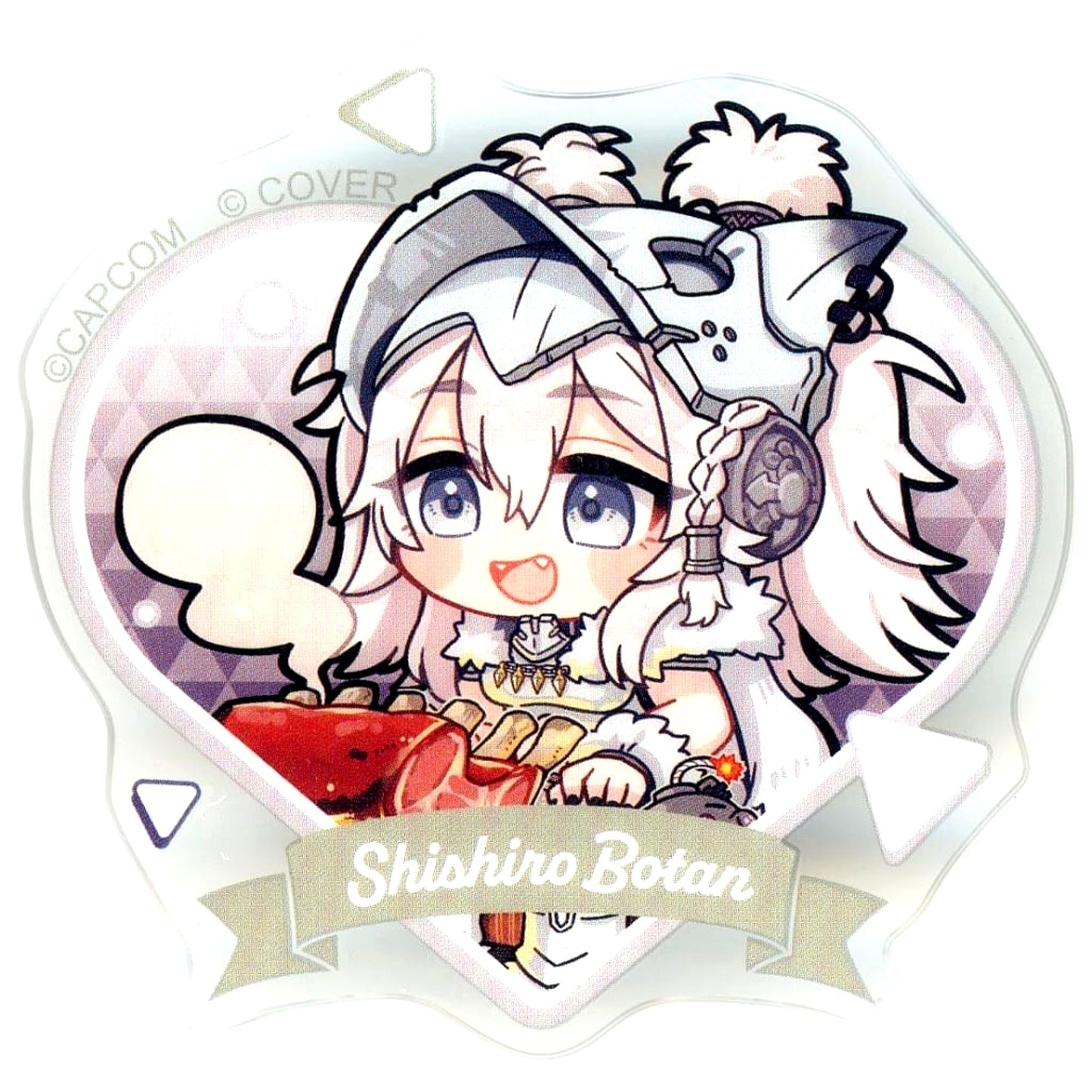 Shishiro Botan Mini Character Virtual YouTuber Hololive 5th Generation x Monster Hunter Wilds x CAPCOM CAFE Trading Acrylic Button [USED]