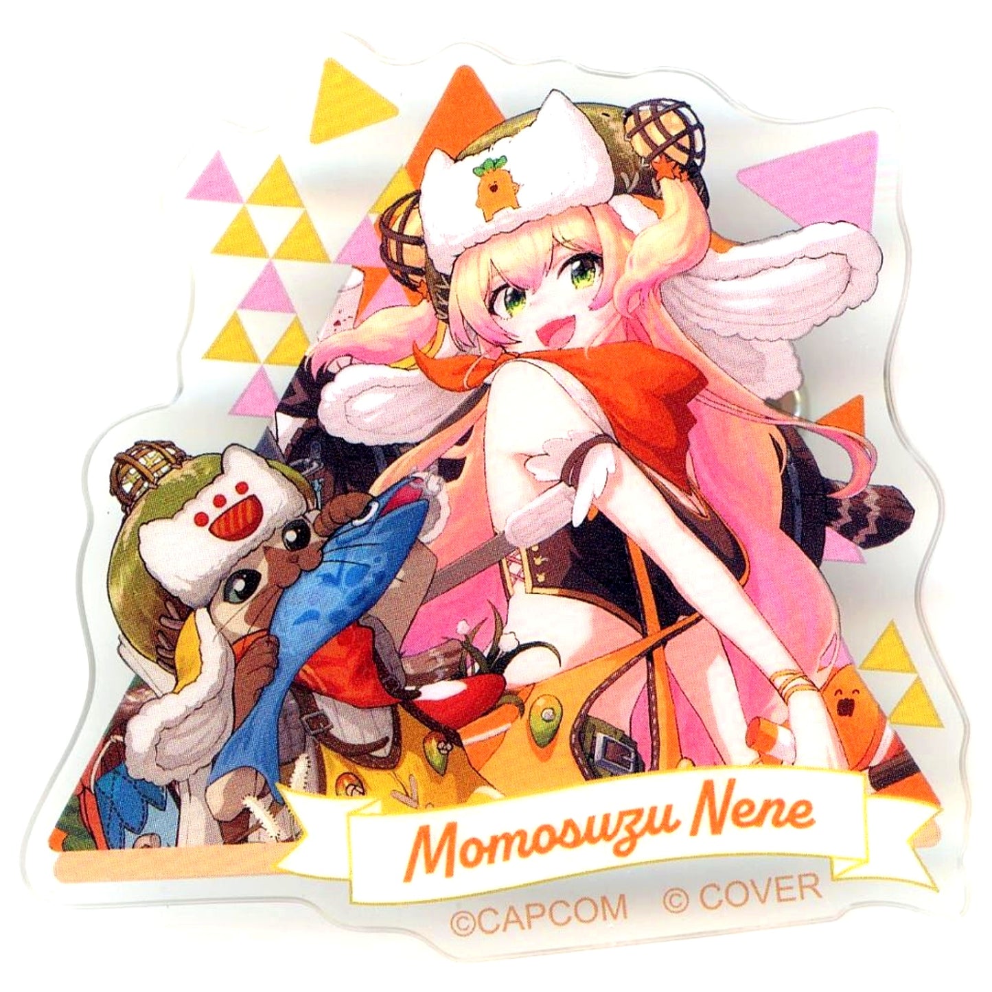 Momosuzu Nene Full Body Virtual YouTuber Hololive 5th Generation x Monster Hunter Wilds x CAPCOM CAFE Trading Acrylic Badge [USED]