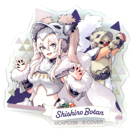 Shishiro Botan Full Body Virtual YouTuber Hololive 5th Generation x Monster Hunter Wilds x CAPCOM CAFE Trading Acrylic Badge [USED]