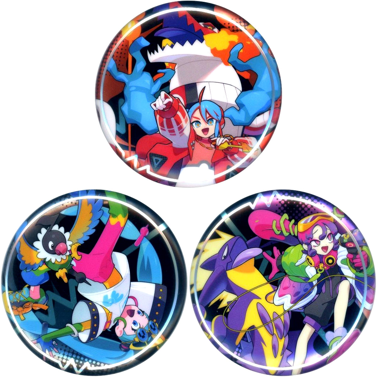 DISTOXIN Set of 3 Button Pokemiku 18 Harmony Stage Pokemon feat. Hatsune Miku Project VOLTAGE High Pokemon Center Limited [USED]