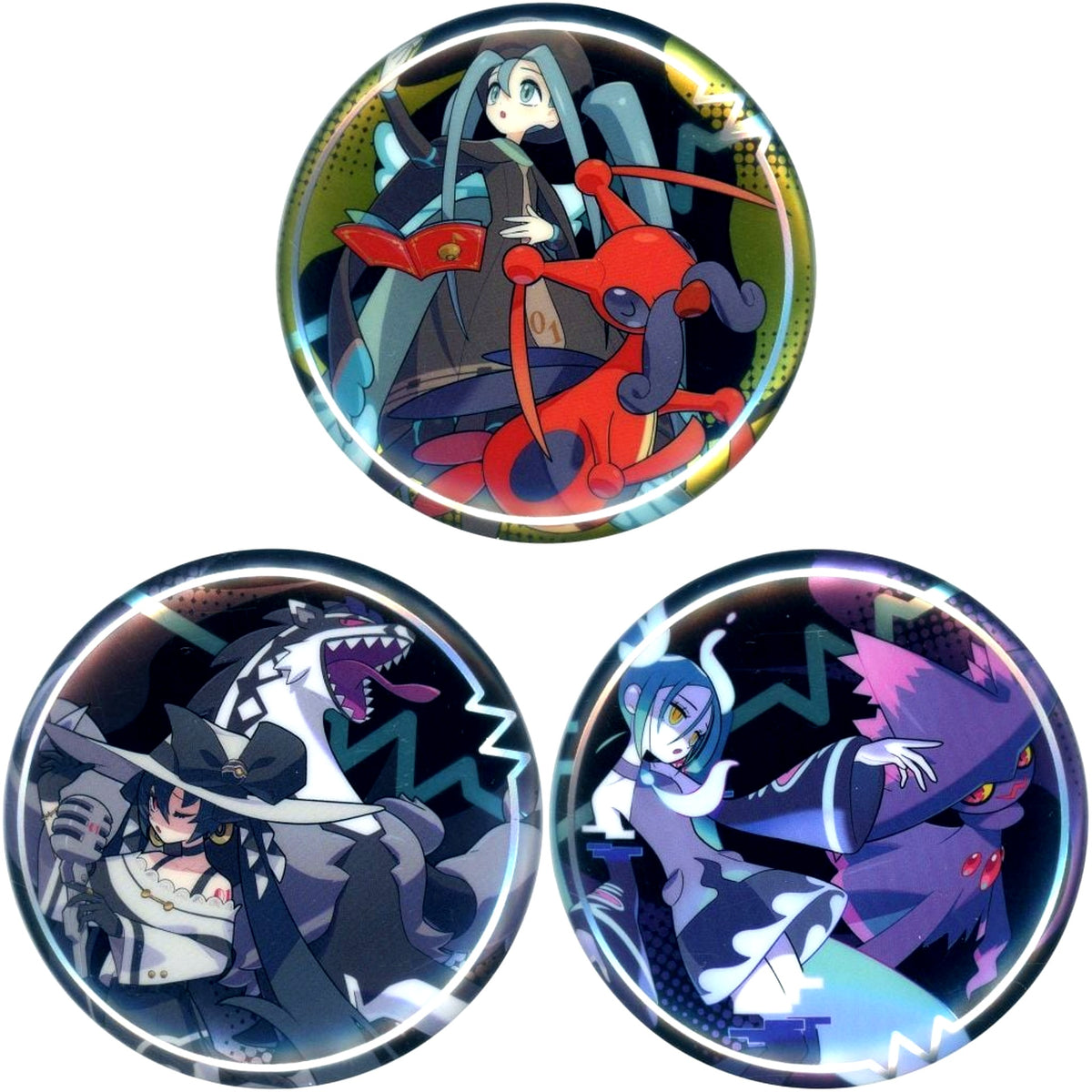 nihil. Set of 3 Button Set PokeMiku 18 Harmony Stage Pokemon feat. Hatsune Miku Project VOLTAGE High Pokemon Center Limited [USED]